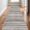17 Runner Blue Brown And Sand Striped Runner Rug