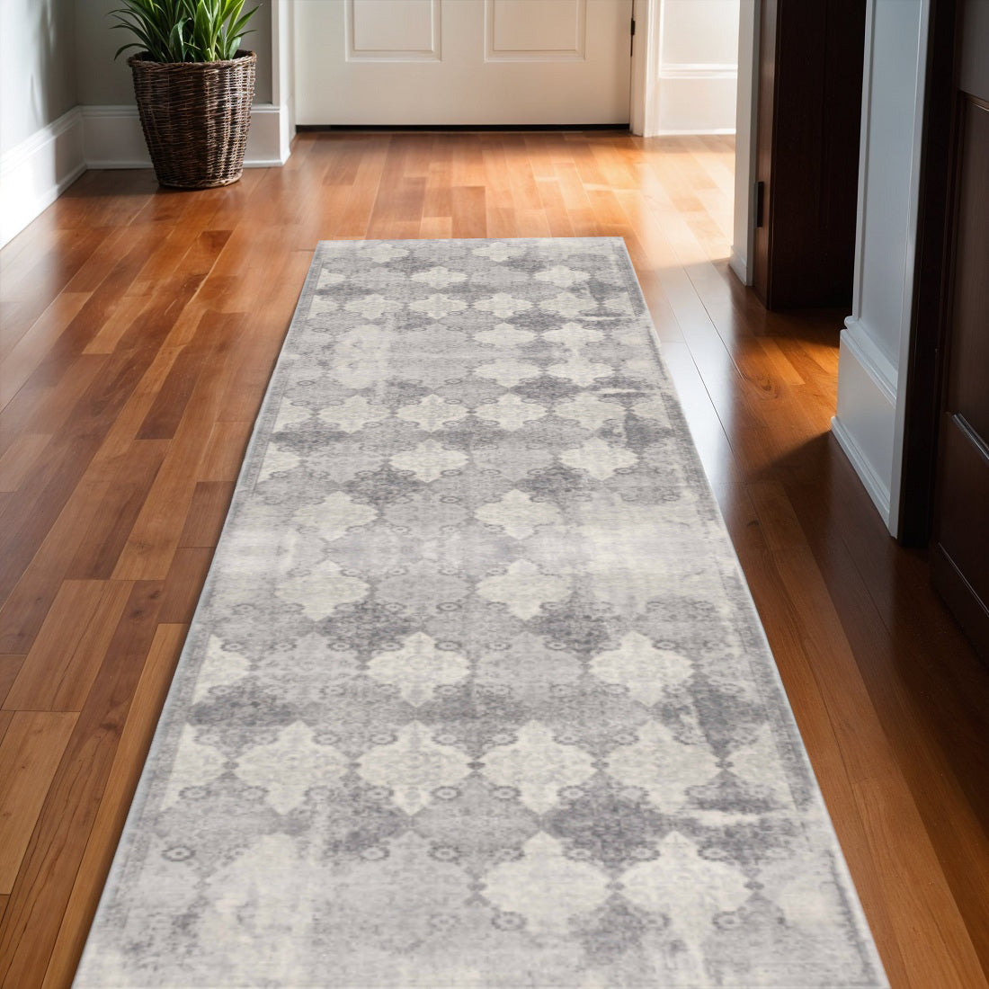 17 Runner Gray And Beige Moroccan Runner Rug