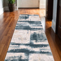 17 Runner Blue And Beige Abstract Runner Rug