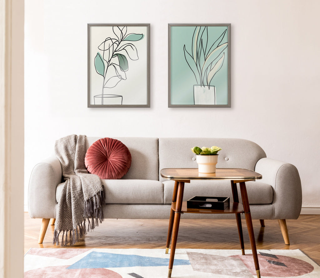 Blake Tranquil Fiddle Leaf Framed Printed Glass by Elizabeth Silver