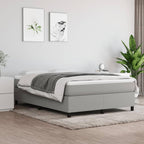 vidaXL Modern Queen Size Box Spring Bed Frame with Light Gray Fabric Upholstery, Engineered Wood, and Plywood Construction