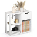 Giantex 3 Cube Bookcase with Drawer, 2 Tier Bookshelf for Small Space, Modern Freestanding Display Rack with Open Shelves, White