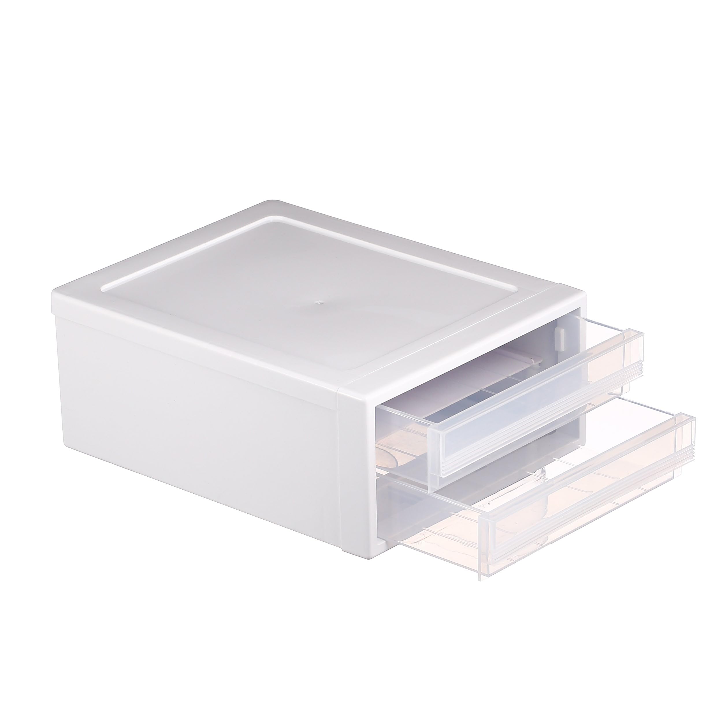 Inabox Double Horizontal Stackable Drawer  Clear, Transparent Pp Storage Organizer, No Lid, Durable And Efficient For Home Use