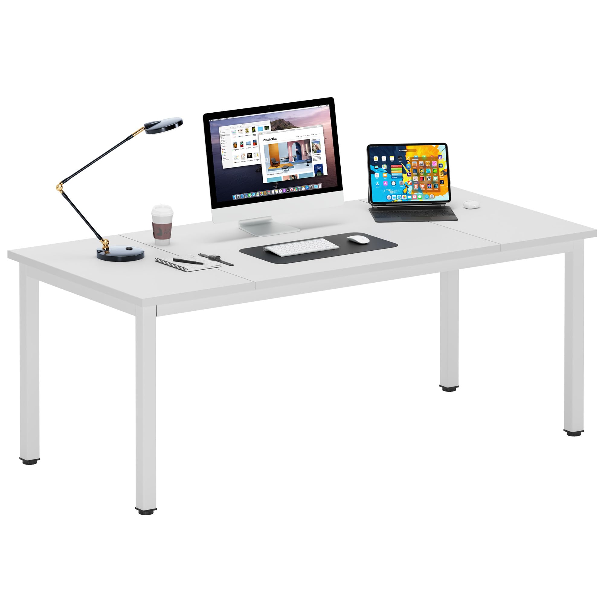 DlandHome Computer Desk, Large Executive Office Desk Computer Table Study Writing Desk Workstation for Home Office,70.8 x 31.5 i
