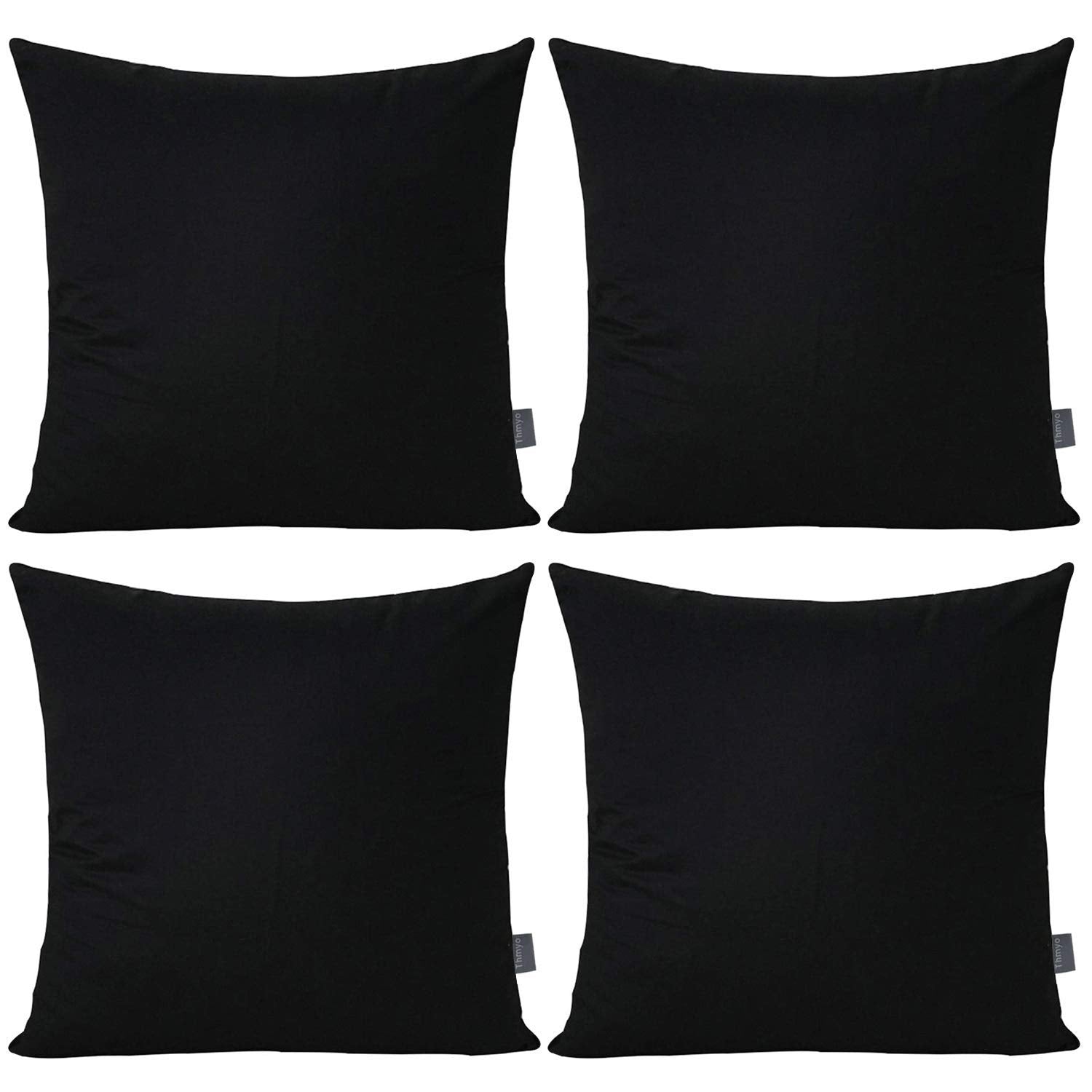 Thmyo 4-Pack 100% Cotton Comfortable Solid Decorative Throw Pillow Case Square Cushion Cover Pillowcase Sublimation Blank Pillow
