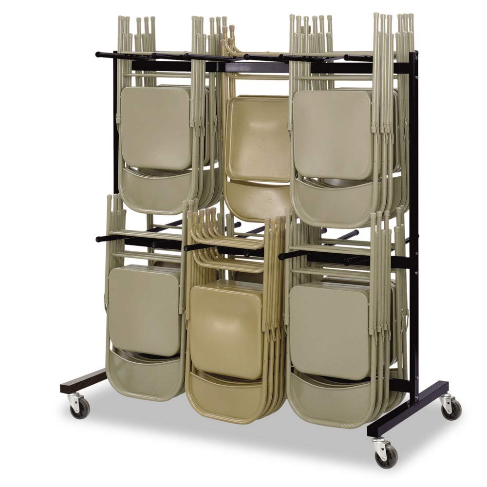 Safco Double Tier Chair Cart-Chair Cart,Double Tier,Holds 84,64-1/2"X33-1/2"X70-1/4",Bk
