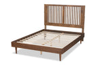 Baxton Studio Kioshi Mid-Century Modern Transitional Ash Walnut Finished Wood Queen Size Platform Bed