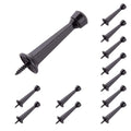 Home Master Hardware 12-Pack Heavy Duty Solid Rigid Door Stop - 3' Door Stopper With Matte Black Finish And Rubber Tip For Wall