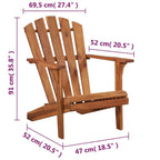 vidaXL Solid Acacia Wood Patio Adirondack Chair, Weather-Resistant Outdoor Garden Armchair with Natural Oil Finish, Easy Assembly - Brown