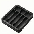 Jazzy Pearls Divided Compartments Expandable Drawer Organizer Slim Tray Molded Abs Utensil Organizer Rectangular, Black