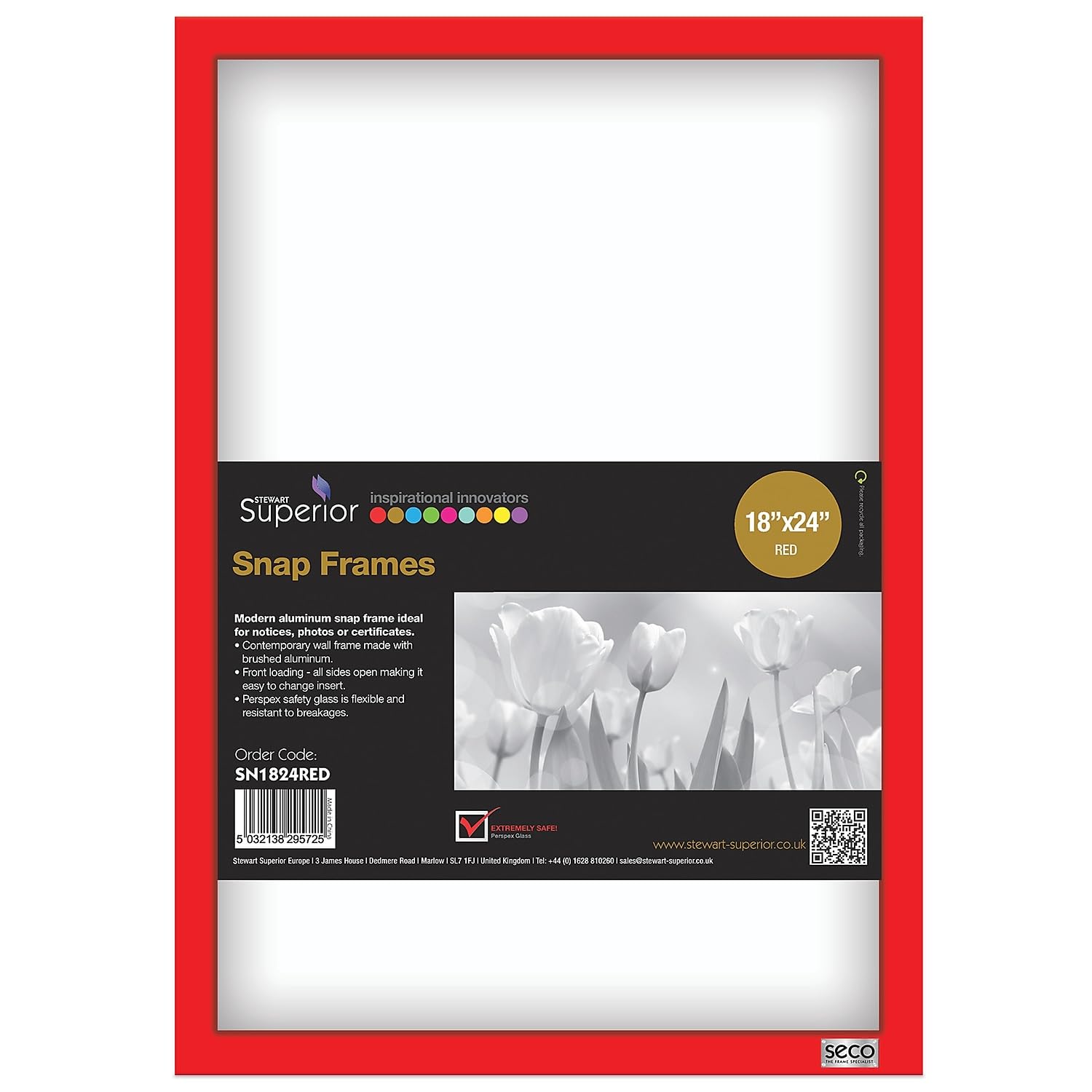 SECO 25mm Mitred Snap Frame, 18x24, Red (SN1824RED)