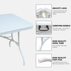 Icoud 6Ft Plastic Folding Table Portable Heavy Duty White Dining Table Fold-In-Half For Camp Party Kitchen Indoor Outdoor
