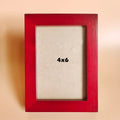 KELE MODEL 4x6 Picture Frames RED Solid Wood Frame, Plastic Panel (Film Needs to be Removed) Table or Wall.Front Window Opening 