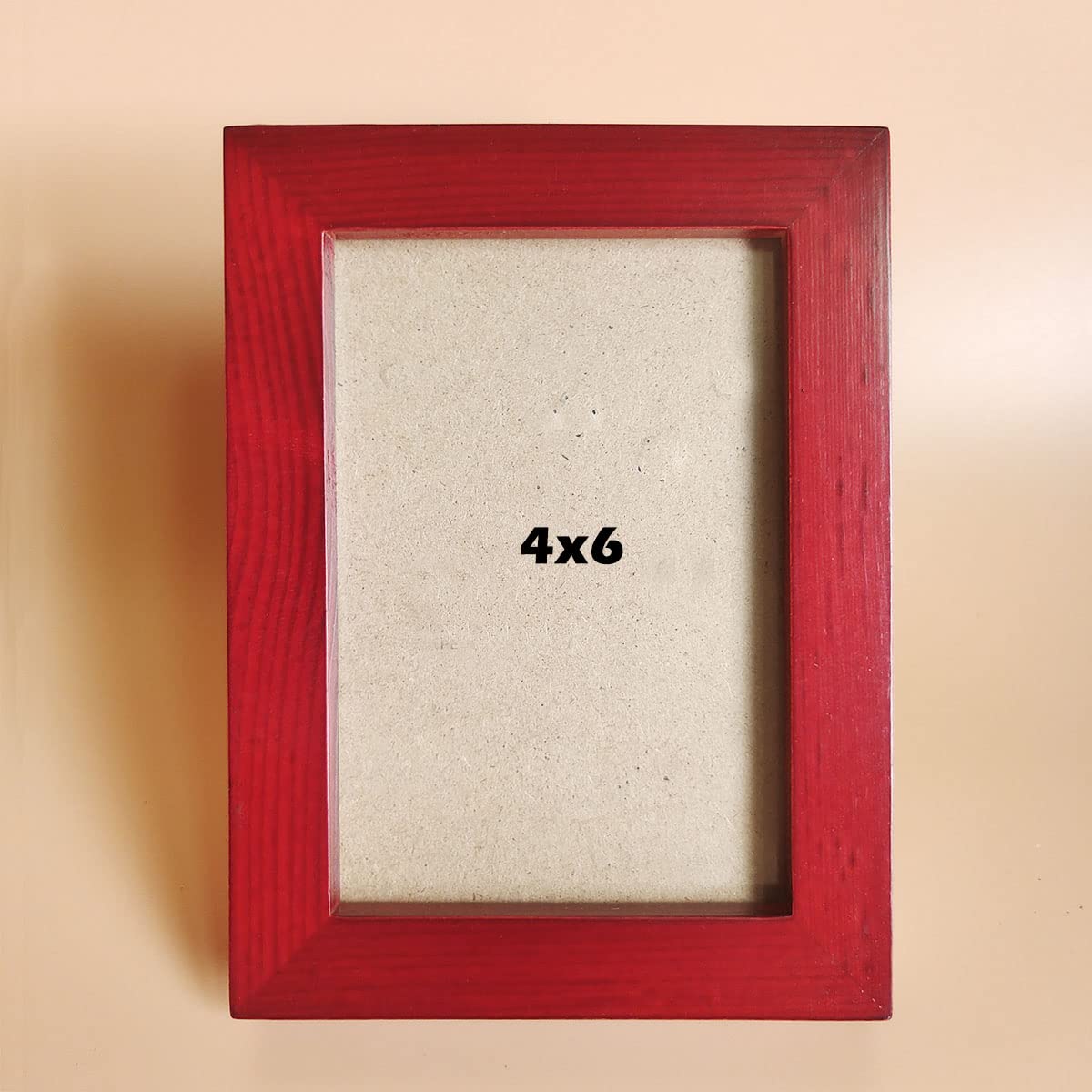KELE MODEL 4x6 Picture Frames RED Solid Wood Frame, Plastic Panel (Film Needs to be Removed) Table or Wall.Front Window Opening 