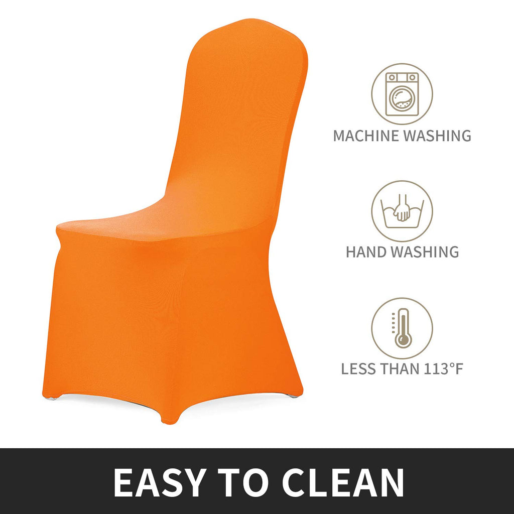 Peomeise Stretch Spandex Chair Cover For Wedding Party Dining Banquet Event (Orange, 12)