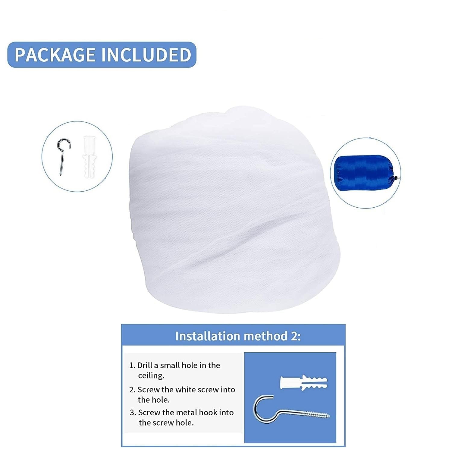 Sublaga Mosquito Net For Bed, Large White Bed Canopy For Girls, Hanging Bed Net, Easy Installation Ideal For Bedroom Decorative,