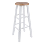 Winsome Element 2-Piece 29In Bar Stool Set, Natural/Whtie Finish, Solid Wood, Modern Design