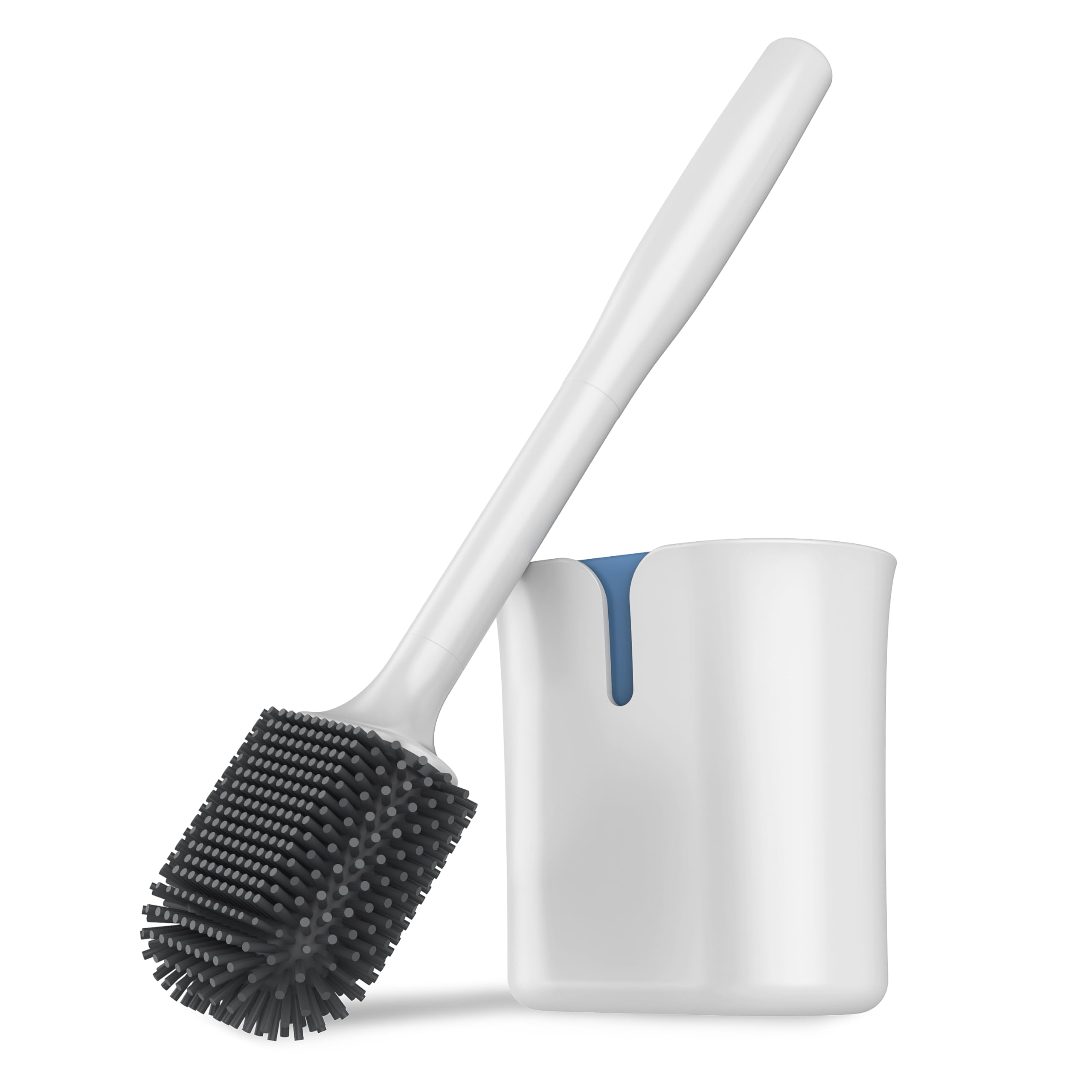 MR.SIGA Toilet Brush and Holder, Wall Mounted Toilet Brush for Bathroom Cleaning, Compact Toilet Brush with Holder Set, White, 1