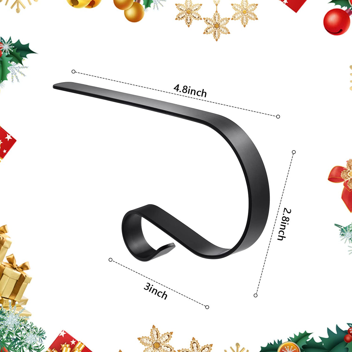 Edoneery Christmas Stocking Holders For Fireplace Mantle With Separate Double-Sided Tapes, Non-Slip Stocking Hangers For Shelves
