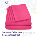 6 Piece Bed Sheet Set, Queen, Fuschia