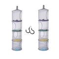 2 Pcs 4 Tier Foldable Hanging Mesh Storage Basket with 2 Hooks,43.5 x12    Space Saving Toy Organizer 4 Compartments Organizer f
