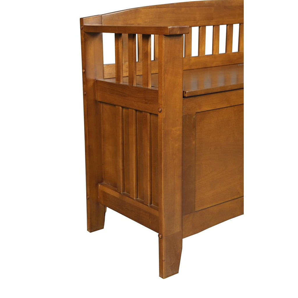 American Furniture Classics 504 Wood Locking Gun Concealment Entryway Bench With Felt Barrel Rest, 5 Gun, Brown, 1 Bench