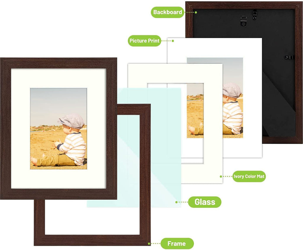 Golden State Art, Picture Frame - 8'' X 10'' Frame For 5'' X 7'' Photo Display, 2 Pack, Brown