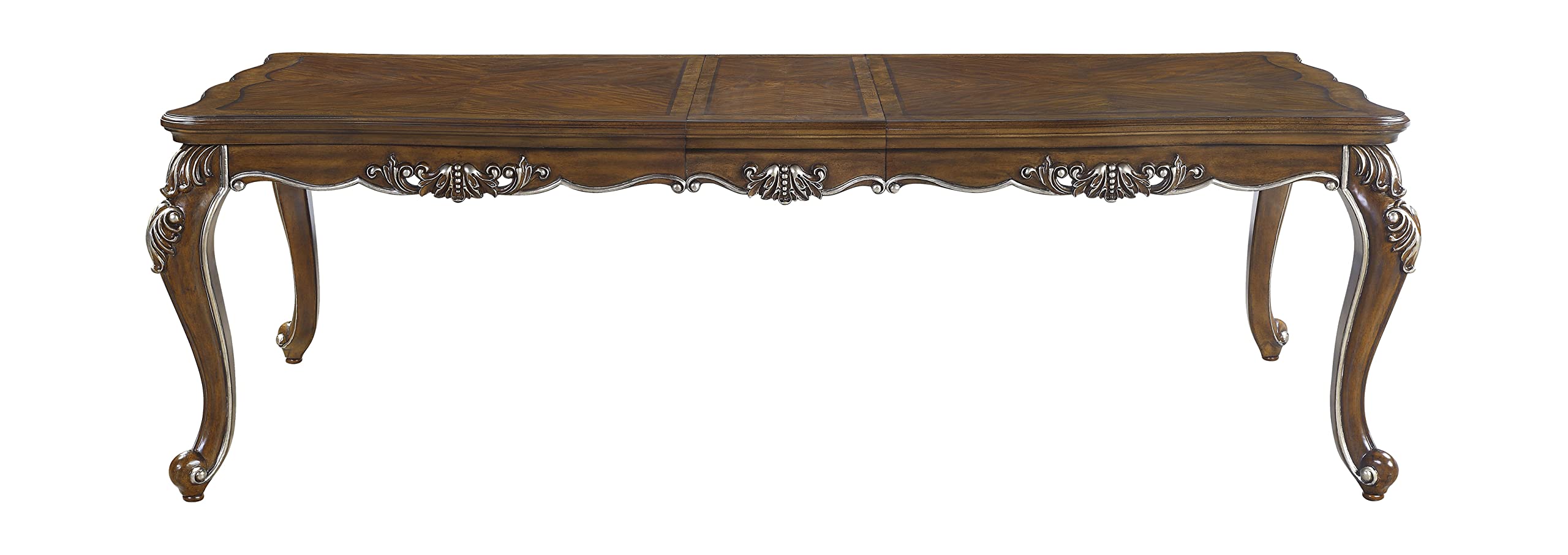 Acme Latisha Wooden Dining Table with Floral Moldings in Antique Oak