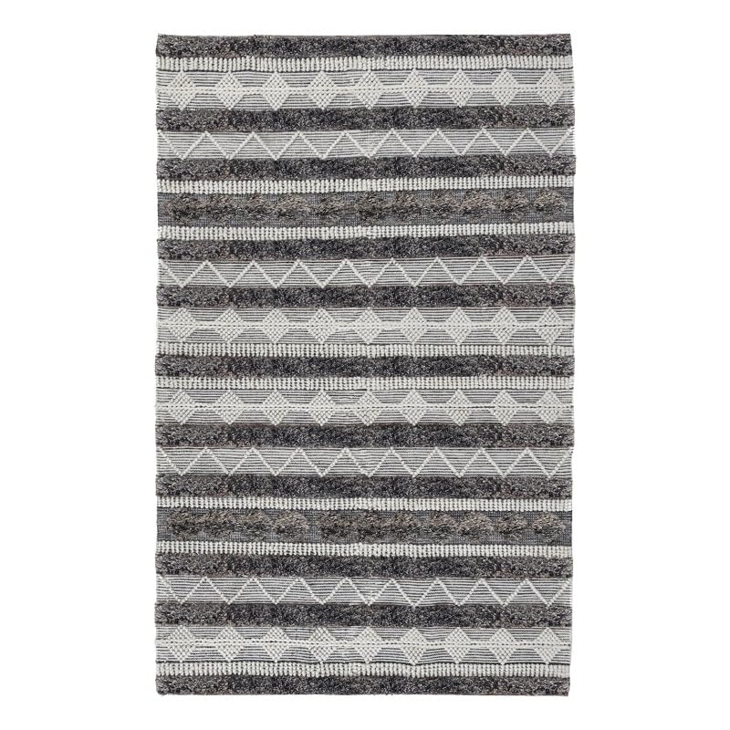 Kosas Home Tonopah 96 x 120 Geometric Polyester Fabric Area Rug in Ivory/Gray