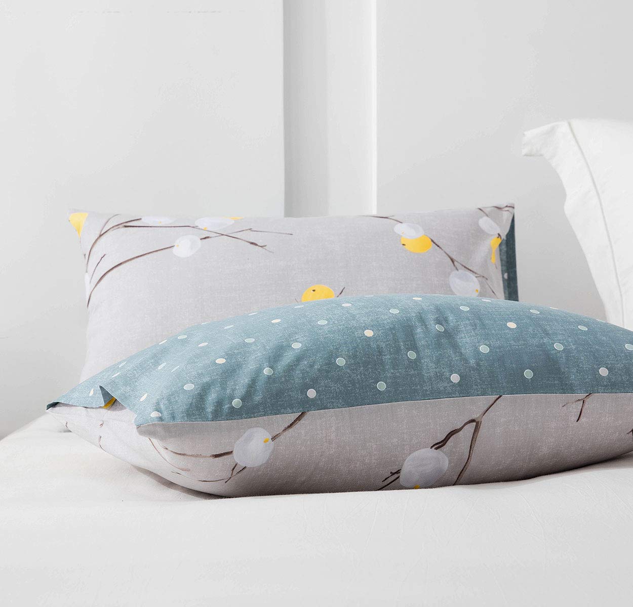 Sleepbella Duvet Cover Set 600 Thread Count Cotton Bedding Set (Twin, Grey Branch)