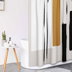 Tayney Boho Mid Century Shower Curtain Set With Toilet Lid Cover And Non-Slip Rugs, Abstract Line Art 4 Pcs Shower Curtain Set,