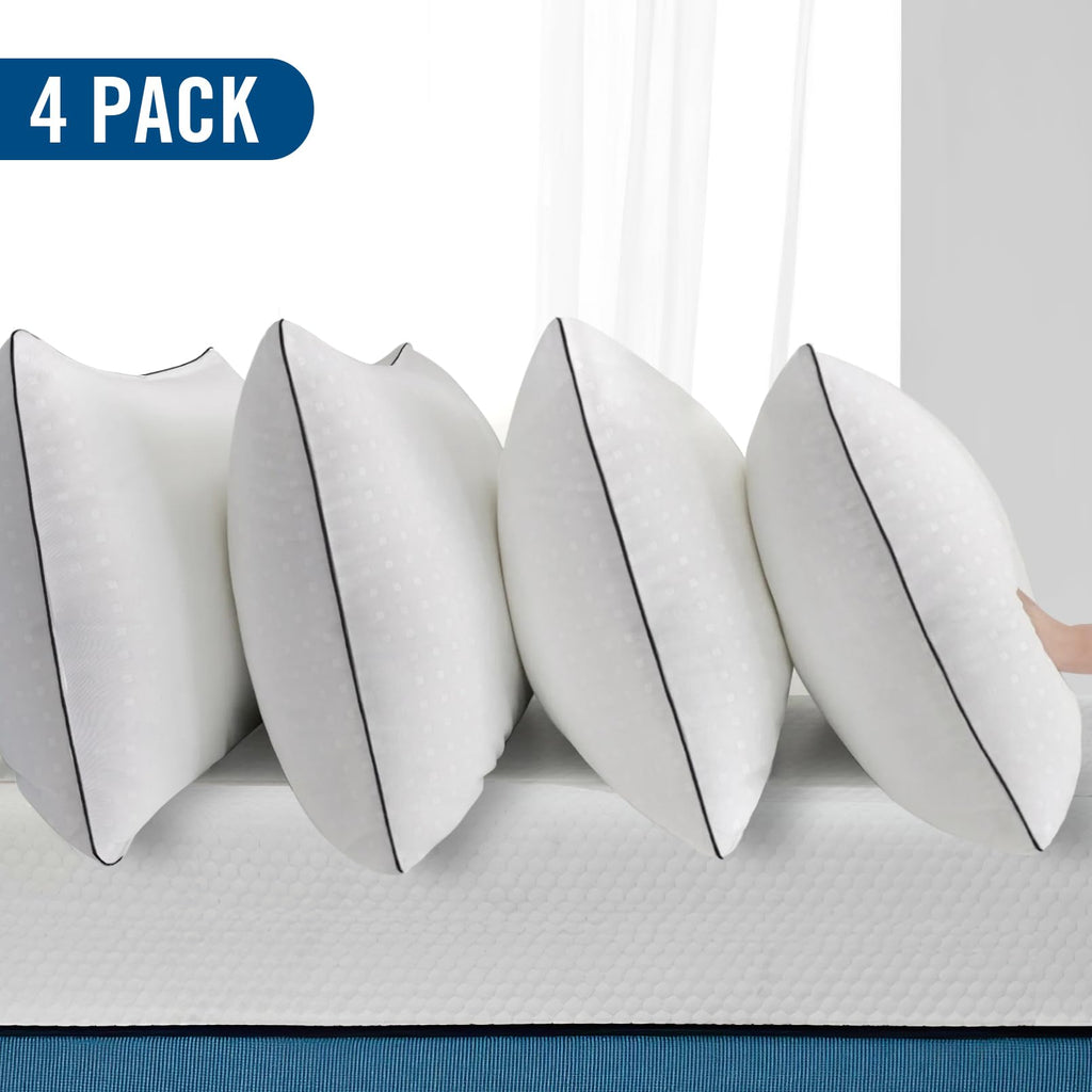 Higoom King Size Bed Pillows For Sleeping 4 Pack,Luxury Hotel Pillows,Comfortable And Supportive,Machine Washable,Suitable For S