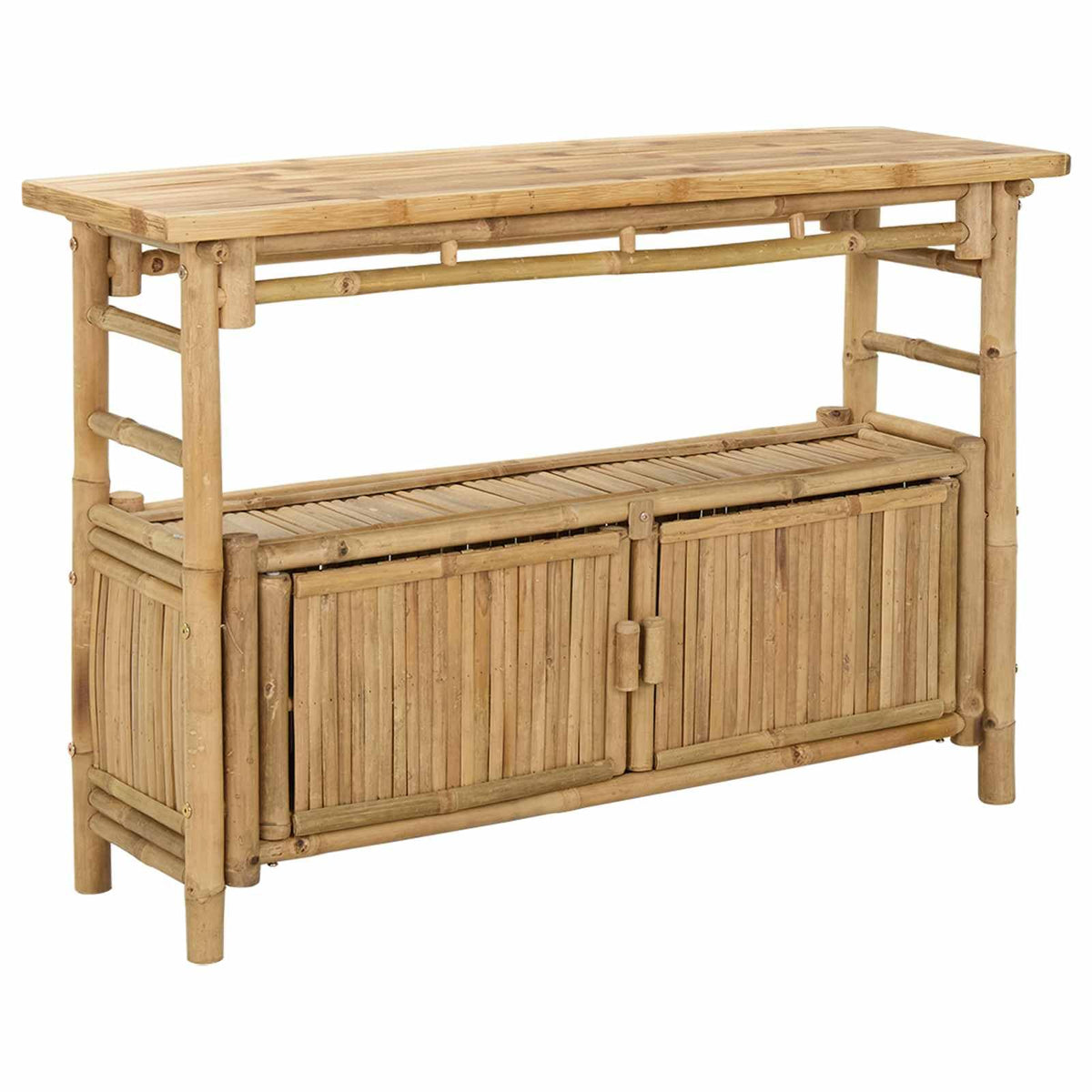 vidaXL Console Table with Door Natural 31.50 x 13.78 x 29.53 in Bamboo