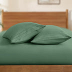 Horbaunal 2 Pack Microfiber Pillowcases King Size Green Bed Pillow Cases With Envelope Closure, 1800 Thread Count Soft & Shrinka