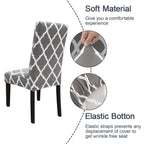 Jqinhome Dining Room Chair Covers Set Of 8, High Stretch Chair Slipcover Removable Washable Chair Seat Protector Cover For Home Party Hotel Wedding Ceremony (Grey White)