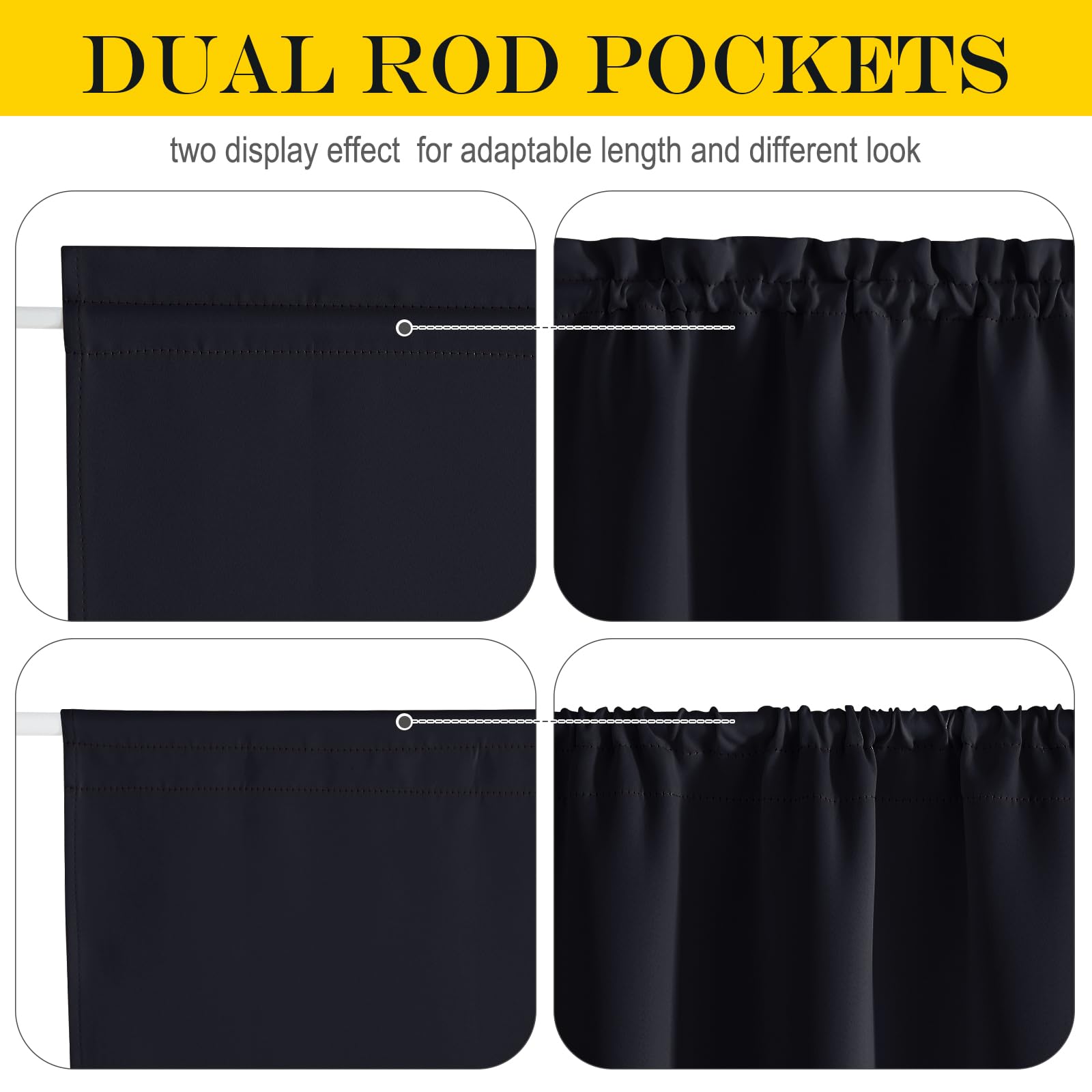 Nicetown Blackout Door Window Curtain For Privacy, Rod Pocket Thermal Insulated French Door Curtains For Bedroom Living Room, Door Curtain With Tieback For Classroom Entry Door, 25 X 50 Inch, 1 Panel
