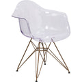 2 Pk. Allure Series Transparent Side Chair with Gold Frame