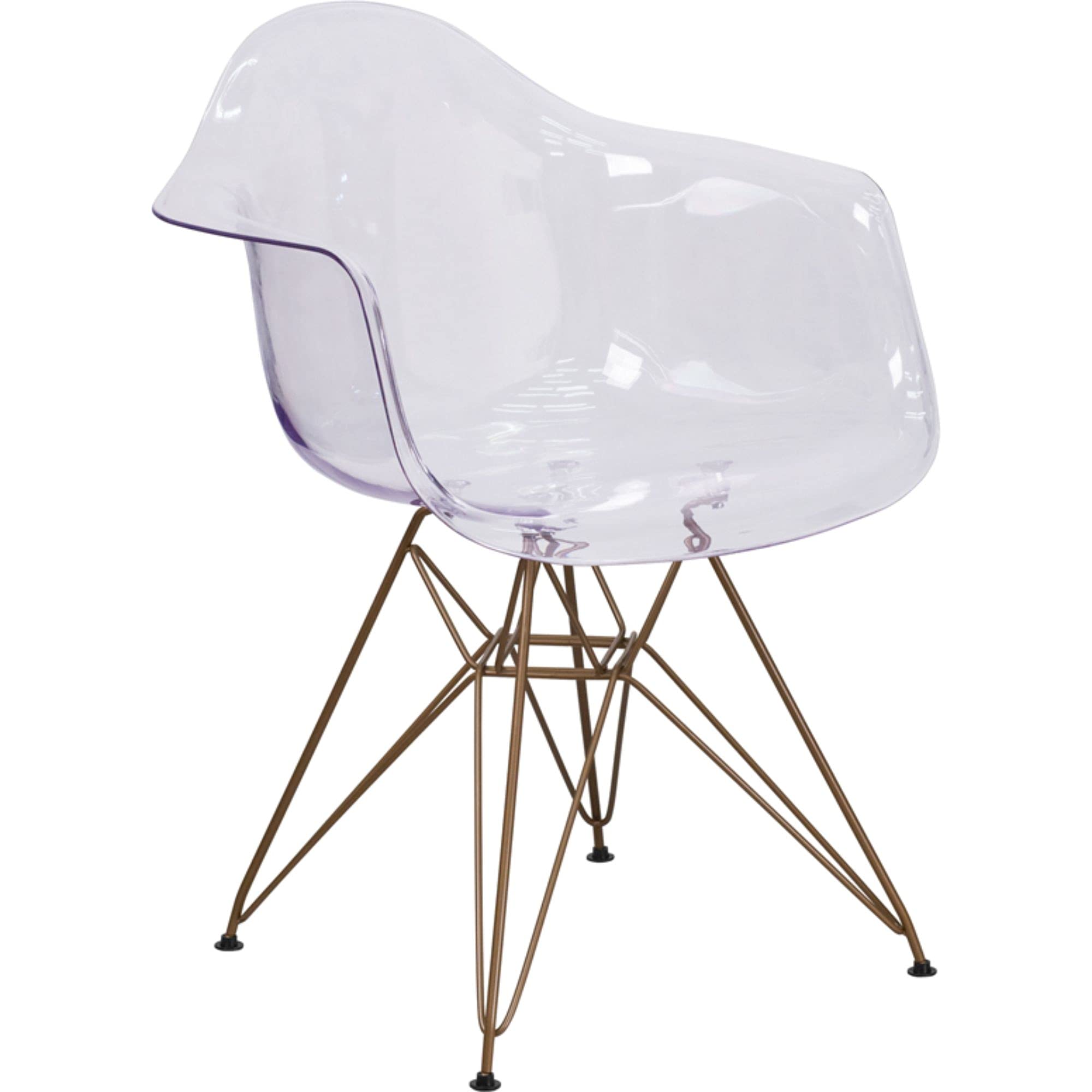 2 Pk. Allure Series Transparent Side Chair with Gold Frame
