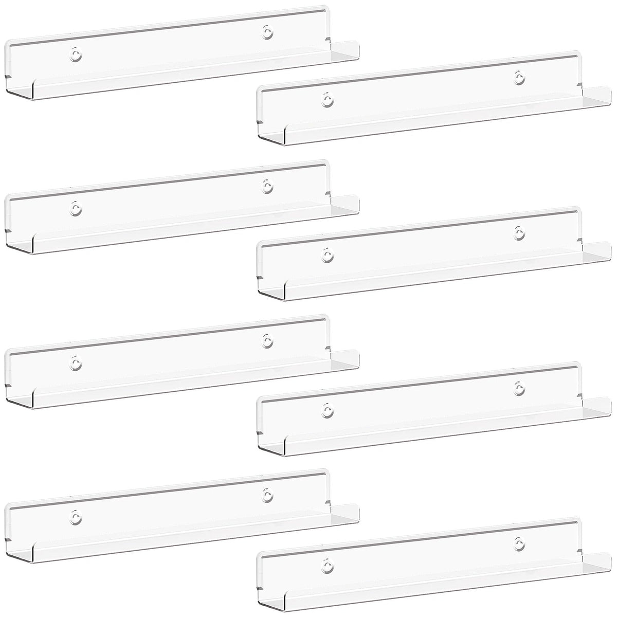 Lifewit Floating Shelves For Vinyl Record, 8 Pack 12' Clear Acrylic Wall Shelf Room Decor For Book/Photo/Picture/Makeup Display In Bedroom, Living Room, Bathroom Storage And Organization