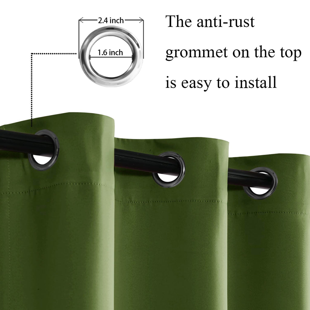 Jiuzhen Olive Green Blackout Curtains For Bedroom - Light Blocking And Noise Reducing Grommet Curtains For Living Room Darkening Curtains, Set Of 2 Window Curtain Panels, 42 X 63 Inch Length