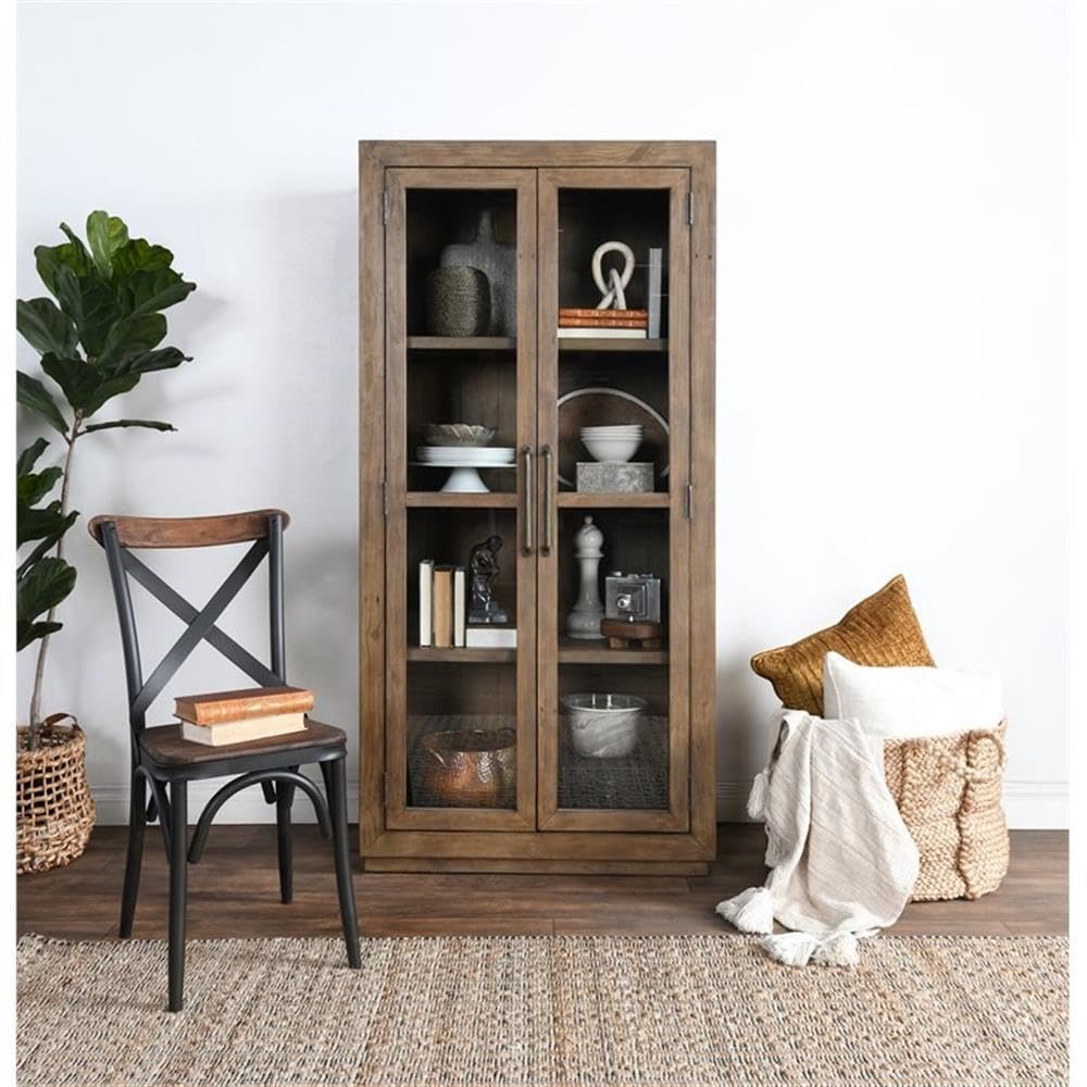 Kosas Home Quincy Transitional Reclaimed Pine Display Cabinet in Brown