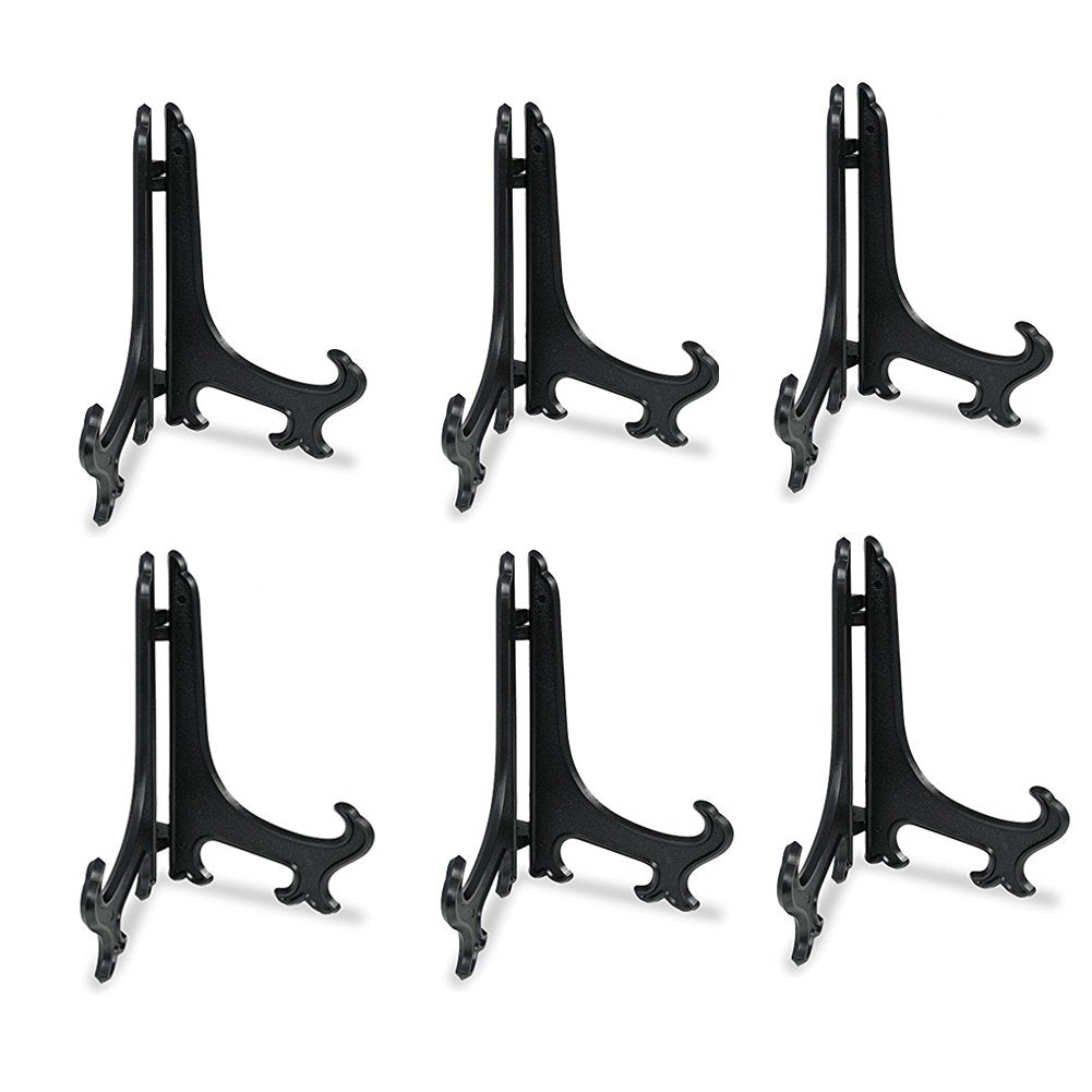 Artliving 8 Inch Black 6pcs/Set Plastic Easels Plate Display Stands Picture Frame Stand Holder