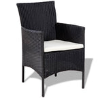 vidaXL Black Poly Rattan 4-Piece Patio Lounge Set with Cream White Cushions and Coffee Table - Weather-Resistant Outdoor Furniture Set