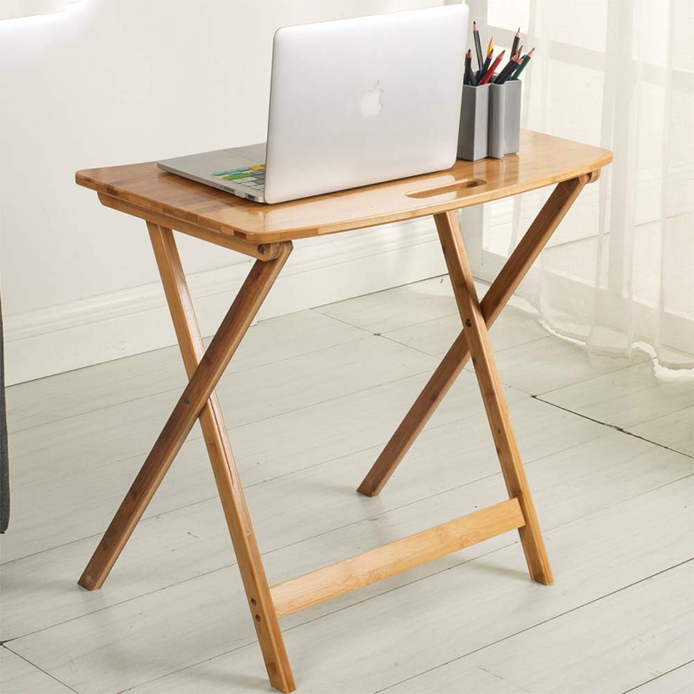 Ubervia Bamboo Foldinguter Table,Height Adjustable Pc Laptop Table Space Saving Study Desk Corner Desk For Home Office Bedsidey