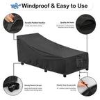 Outdoorlines Outdoor Waterproof Patio Chaise Lounge Chair Cover - Uv Resistant Lounger Covers Heavy Duty Weatherproof Patio Sofa Furniture Covers, 2 Packs, 78Wx35.5Dx33H Inches, Black