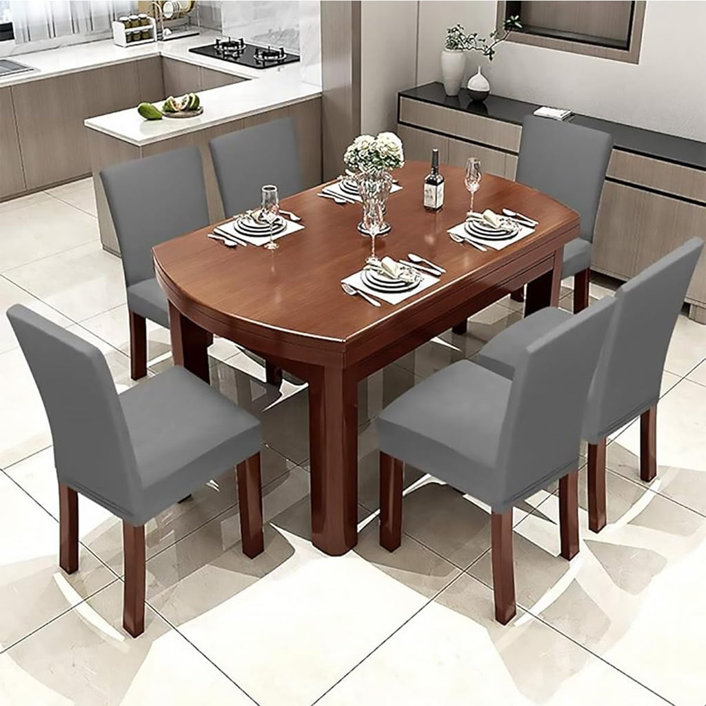 Hzdhclh Grey Chair Covers For Dining Room 4 Pack,Stretch Spandex Chair Slipcovesr Set Of 4,Washable Anti-Dust Chair Seat Cover F