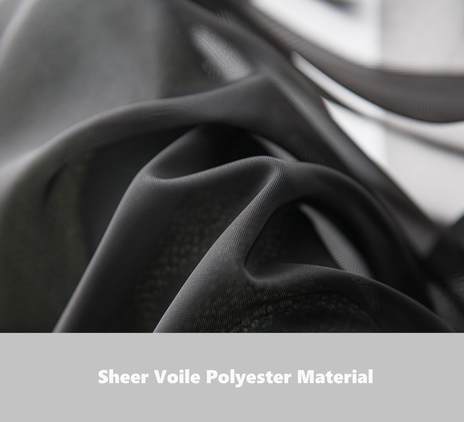 Pi Sheer Curtain 108 Inches Long 4 Panels,Light Window Drapery Soft Airy Voile With Rod Pocket For Living Room/Bedroom/Patio Door/Sliding Glass Door(W42Xl108,Black)