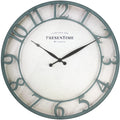 Presentime & Co 21 Farmhouse Series Wall Clock,Vintage Style, Retro Clock, Raised 3D Arabic Numeral, Aged Teal Finish. Wall D  c