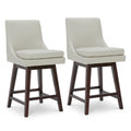 Chita Counter Height Swivel Bar Stools With Back Set Of 2, Fsc Certified Upholstered Faux Leather Swivel Barstool, 26.8' H Seat Height, Pu Leather In Creamy Gray