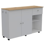 Victoria 2 Piece Kitchen Set, Kitchen Island + Kitchen Pantry, White/Light Oak